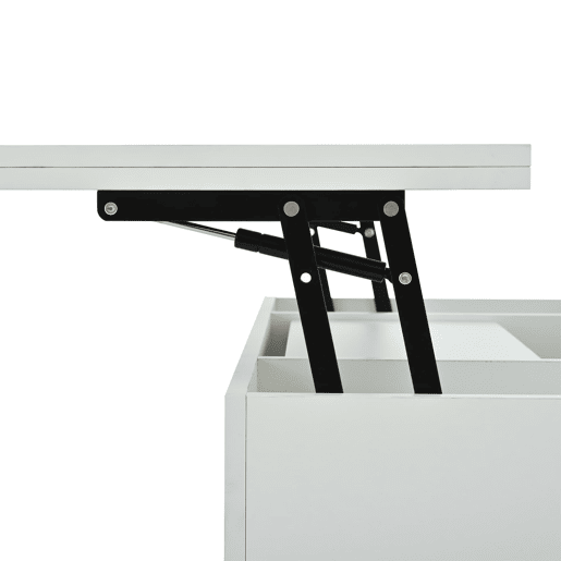 Mesa de centro 100 x 50 x 51,5 cm - com tomada, USB-C, LED, elevável, armazenamento, branca