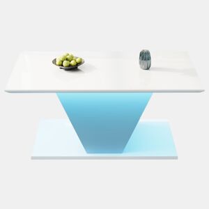 Mesa de centro V-Form - Mesa de café com luzes LED - Mesa de sala branca