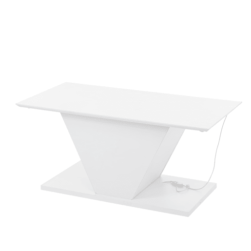 Mesa de centro V-Form - Mesa de café com luzes LED - Mesa de sala branca
