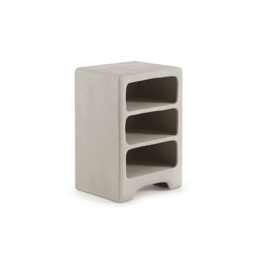 Mesa de cabeceira em poliresina cor cimento branco
