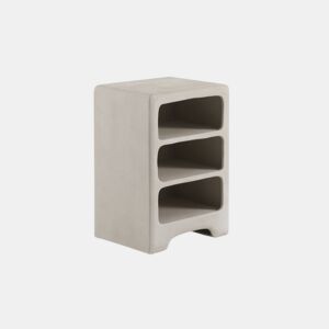 Mesa de cabeceira em poliresina cor cimento branco
