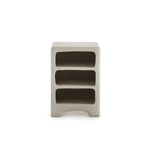 Mesa de cabeceira em poliresina cor cimento branco