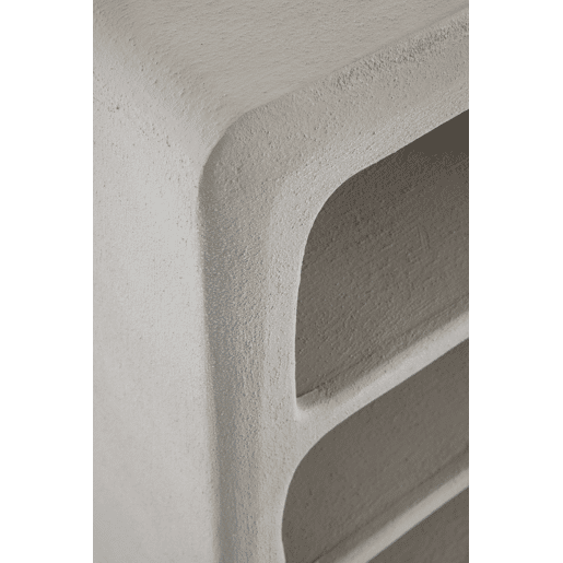 Mesa de cabeceira em poliresina cor cimento branco