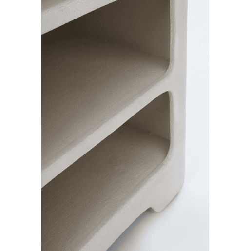 Mesa de cabeceira em poliresina cor cimento branco