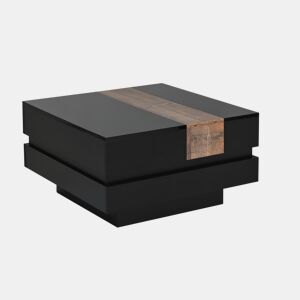 Mesa de centro quadrada 70x70x39 cm - Mesa extensível com arrumação oculta - Preto