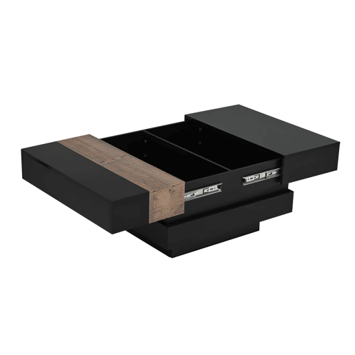 Mesa de centro quadrada 70x70x39 cm - Mesa extensível com arrumação oculta - Preto Mesa de centro quadrada 70x70x39 cm - Mesa extensível com arrumação oculta - Preto