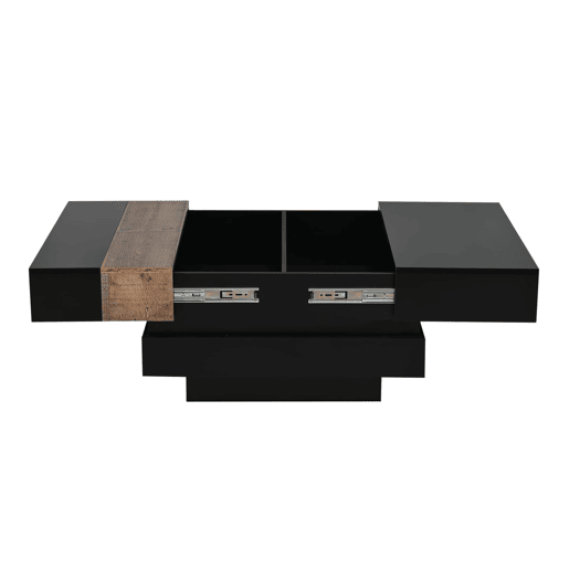 Mesa de centro quadrada 70x70x39 cm - Mesa extensível com arrumação oculta - Preto Mesa de centro quadrada 70x70x39 cm - Mesa extensível com arrumação oculta - Preto