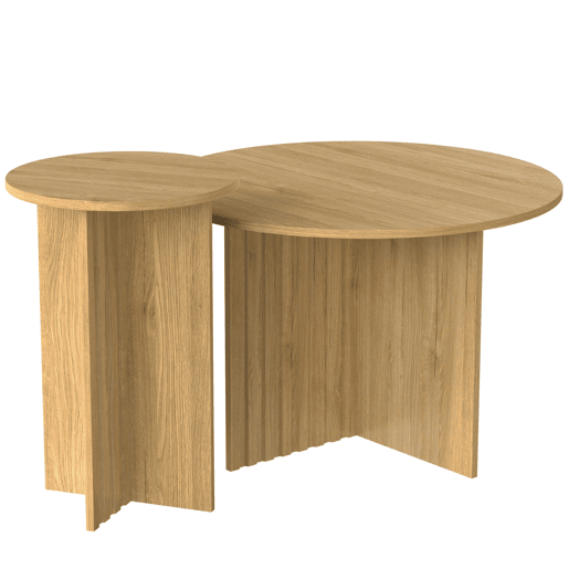 Conjunto de mesas encaixáveis de madeira, 2 peças - Mesas de centro redondas, design escandinavo, funcionais e versáteis - Natural