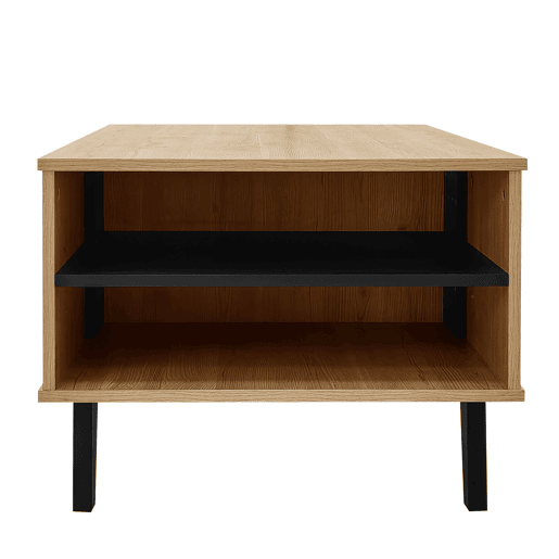 Mesa de centro 100 x 60 x 45 cm - Design em madeira colorida e preta, mesa de sala com gavetas - Natural