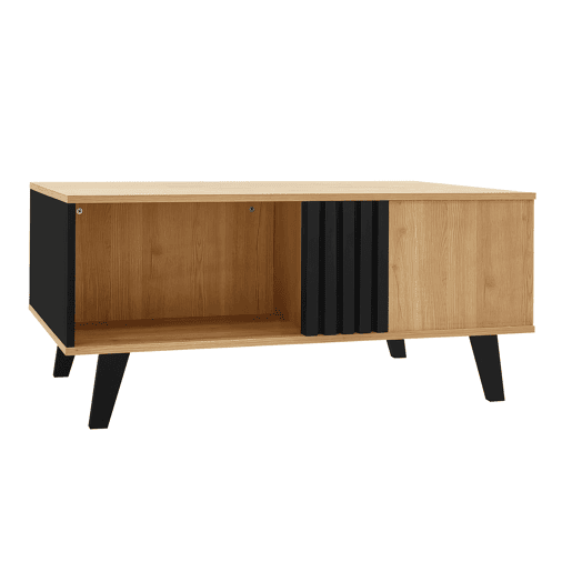 Mesa de centro 100 x 60 x 45 cm - Design em madeira colorida e preta, mesa de sala com gavetas - Natural