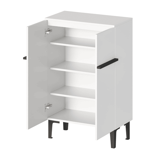 Sapateira 95x60x35 cm - Porta dupla, grande capacidade, prateleiras ajustáveis - PretoBranco