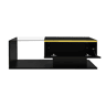 Mesa de centro 100 cm - Com vidro e efeito LED - Preto