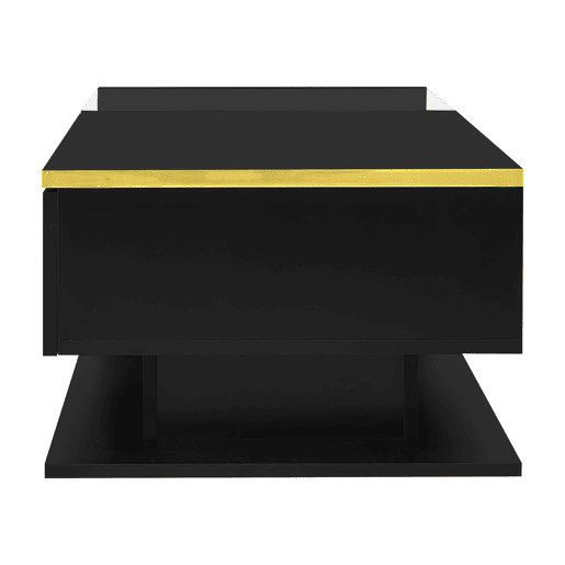 Mesa de centro 100 cm - Com vidro e efeito LED - Preto