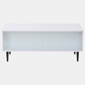 Mesa de centro elevável 105x50x43 cm - com LED, arrumação oculta, vidro temperado - Branco
