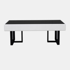 Mesa de centro 110x50,5 cm - estilo clássico, tampo alto brilho - Preto e Branco