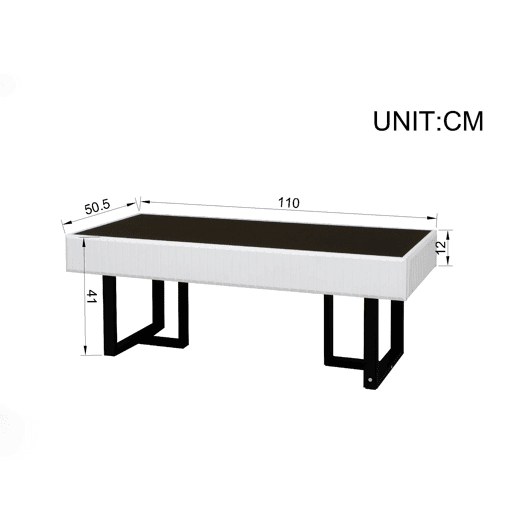 Mesa de centro 110x50,5 cm - estilo clássico, tampo alto brilho - Preto e Branco Mesa de centro 110x50,5 cm - estilo clássico, tampo alto brilho - Preto e Branco