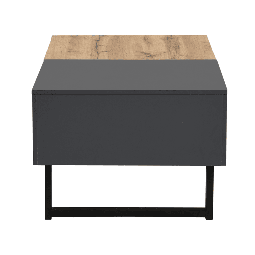 Mesa de centro multifuncional 155x55x40 cm - Madeira e metal, arrumação oculta, fácil de instalar - Natural