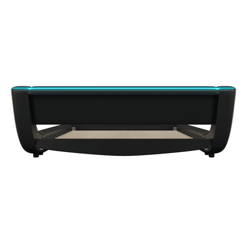 Cama plana 140x200 cm - Cama baixa, PU, luz ambiente LED, Preto