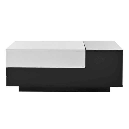 Mesa de centro 100 x 50 x 38 cm - Com 1 gaveta, mesa com placa deslizante, design geométrico, preto e branco Mesa de centro 100 x 50 x 38 cm - Com 1 gaveta, mesa com placa deslizante, design geométrico, preto e branco