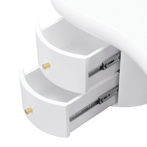 Mesa de centro moderna - Forma irregular - 2 gavetas, economia de espaço, estilo, estável - Branco