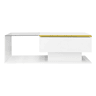 Mesa de centro 100 cm - Com vidro e efeito LED - Branco