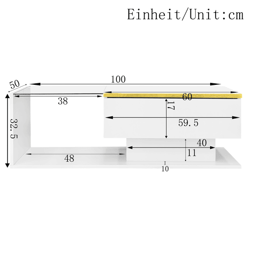 Mesa de centro 100 cm - Com vidro e efeito LED - Branco Mesa de centro 100 cm - Com vidro e efeito LED - Branco