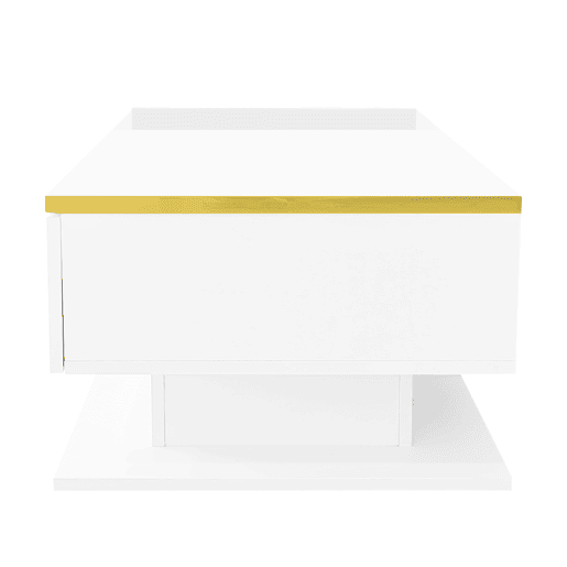 Mesa de centro 100 cm - Com vidro e efeito LED - Branco Mesa de centro 100 cm - Com vidro e efeito LED - Branco