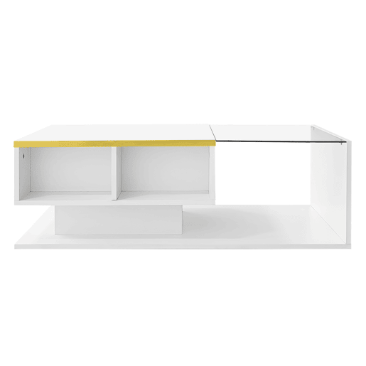 Mesa de centro 100 cm - Com vidro e efeito LED - Branco Mesa de centro 100 cm - Com vidro e efeito LED - Branco