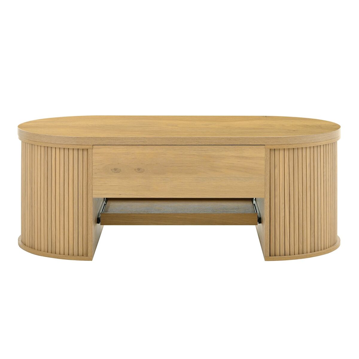mesa de centro elevable - con laterales de madera curvados estante extensible diseno multifuncional - color madera