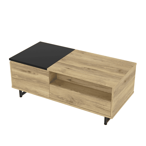 Mesa de centro - com arrumação, design moderno - cor natural