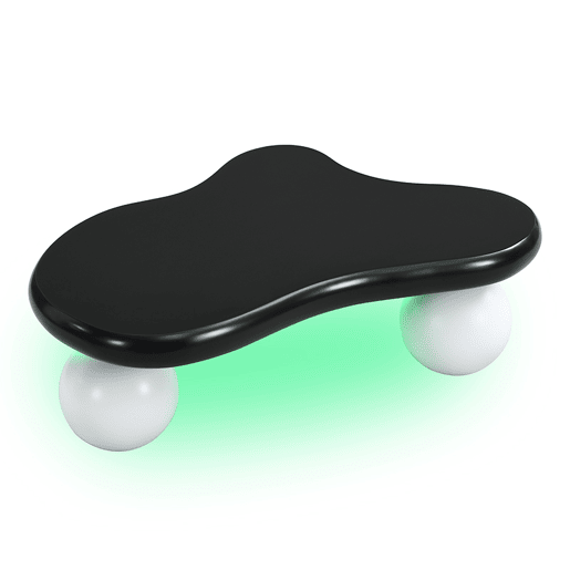 Mesa de centro estilo nuvens - Design com iluminação LED, formato de nuvem, pernas redondas, ideal para salas modernas e quartos infantis - Preto e Branco