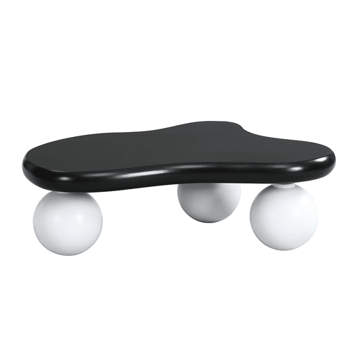 Mesa de centro estilo nuvens - Design com iluminação LED, formato de nuvem, pernas redondas, ideal para salas modernas e quartos infantis - Preto e Branco