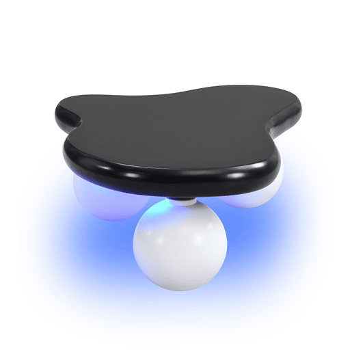 Mesa de centro estilo nuvens - Design com iluminação LED, formato de nuvem, pernas redondas, ideal para salas modernas e quartos infantis - Preto e Branco