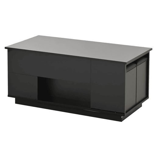 Mesa de centro 100x50x45 cm - 4 em 1 LED, altura ajustável, 2 gavetas, sofá e bancos - Preto