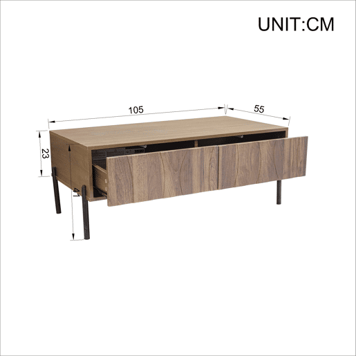 Mesa de centro 105x55x41 cm - estilo retro moderno - natural