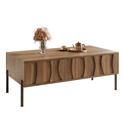 Mesa de centro 105x55x41 cm - estilo retro moderno - natural