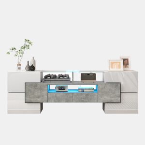 Móvel de TV 145 cm - Design moderno, superfície de vidro elegante, iluminação LED - Branco