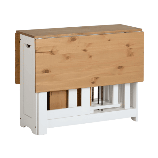 Conjunto de mesa de cozinha dobrável Belisim com 4 cadeiras dobráveis u200Bu200Bpara sala de jantar ou cozinha, 2 asas dobráveis, branco fosco e carvalho