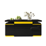 Mesa de centro 100x50x43 cm - elevável multifuncional alto brilho - preta