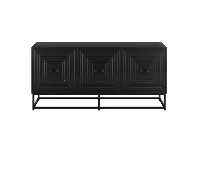 Aparador 3 puertas dobles - gran capacidad, acabado mate - negro