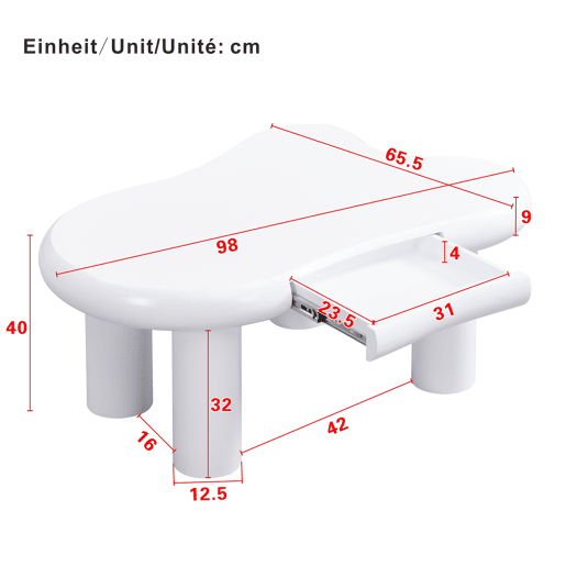 Mesa de centro nuvem - MDF com iluminação LED 16 cores - Branco Mesa de centro nuvem - MDF com iluminação LED 16 cores - Branco