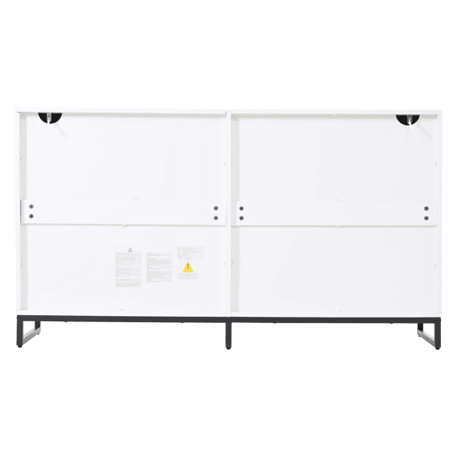 Aparador 140x39,5x78,5 cm - 6 gavetas, 3 pés metálicos, alta capacidade - Branco Aparador 140x39,5x78,5 cm - 6 gavetas, 3 pés metálicos, alta capacidade - Branco