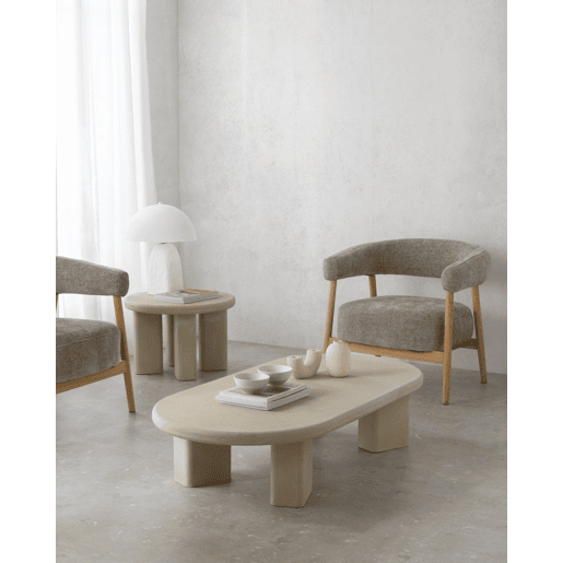 Mesa de centro 140x70 cor cimento areia de poliresina
