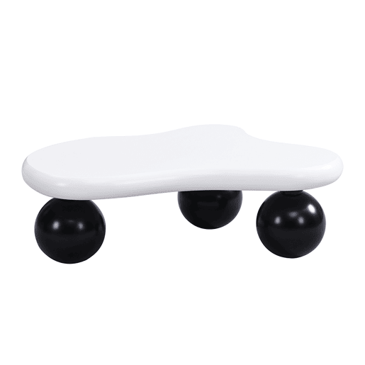 Mesa de centro nuvem - Design de nuvens com iluminação LED, pernas redondas, estilo moderno - Preto+Branco