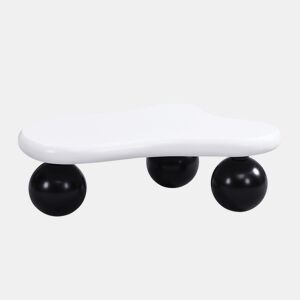 Mesa de centro nuvem - Design de nuvens com iluminação LED, pernas redondas, estilo moderno - Preto+Branco