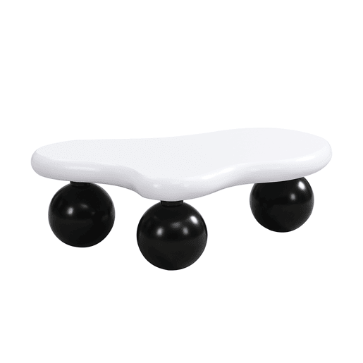 Mesa de centro nuvem - Design de nuvens com iluminação LED, pernas redondas, estilo moderno - Preto+Branco