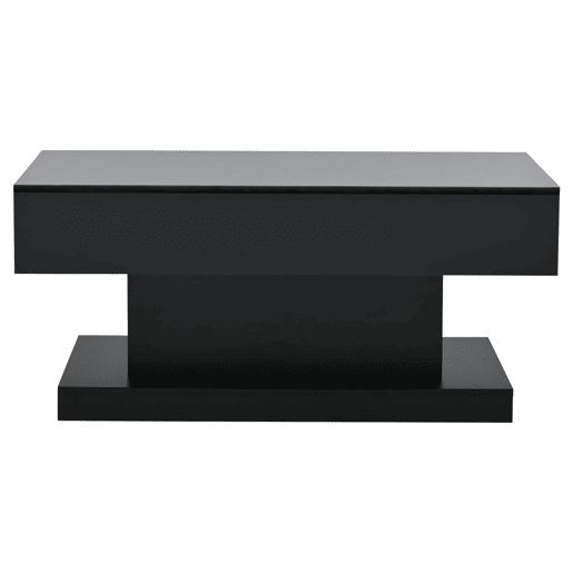 Mesa de centro 100x50x45 cm - 2 gavetas, mesa de café com luz LED - Cor preta