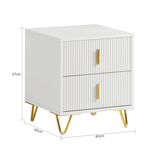 SoBuy Conjunto de 2 Mesas de Cabeceira para Quarto - Mesa de Cabeceira com 2 Gavetas, Mesa de Apoio para Sala de Estar - Cómoda Moderna L40 x P40 x A47 cm Branco FBT115-Wx2