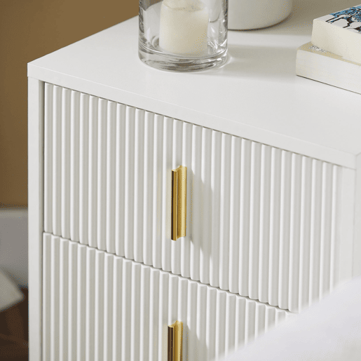SoBuy Conjunto de 2 Mesas de Cabeceira para Quarto - Mesa de Cabeceira com 2 Gavetas, Mesa de Apoio para Sala de Estar - Cómoda Moderna L40 x P40 x A47 cm Branco FBT115-Wx2