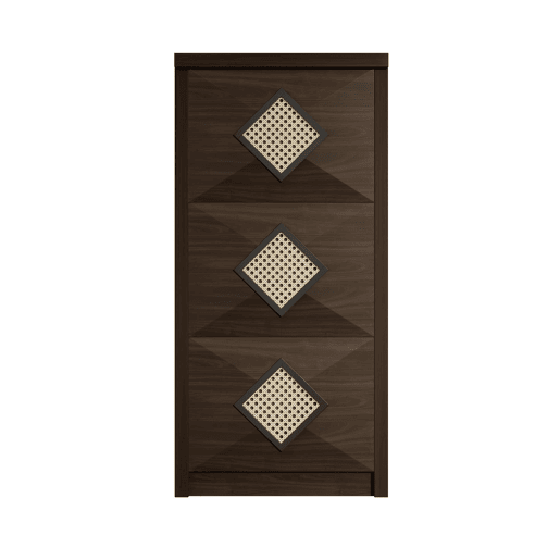 Sapateira 54x25x115 cm - 3 portas batentes, design rattan vintage - madeira